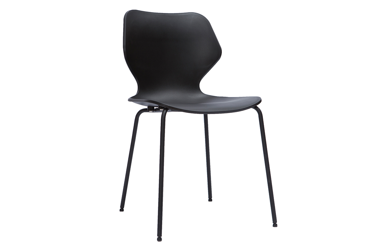 Set de 2sillas apilables de diseo negro para interior/exterior FLIP