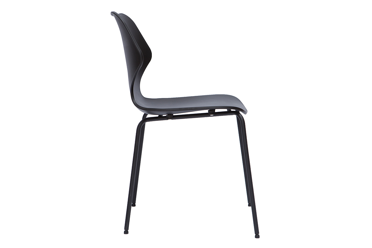 Set de 2sillas apilables de diseo negro para interior/exterior FLIP