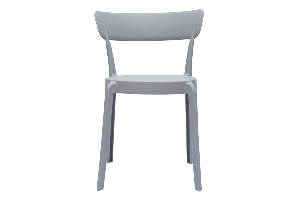 Set de 2sillas apilables de plstico gris para interior/exterior RIOS