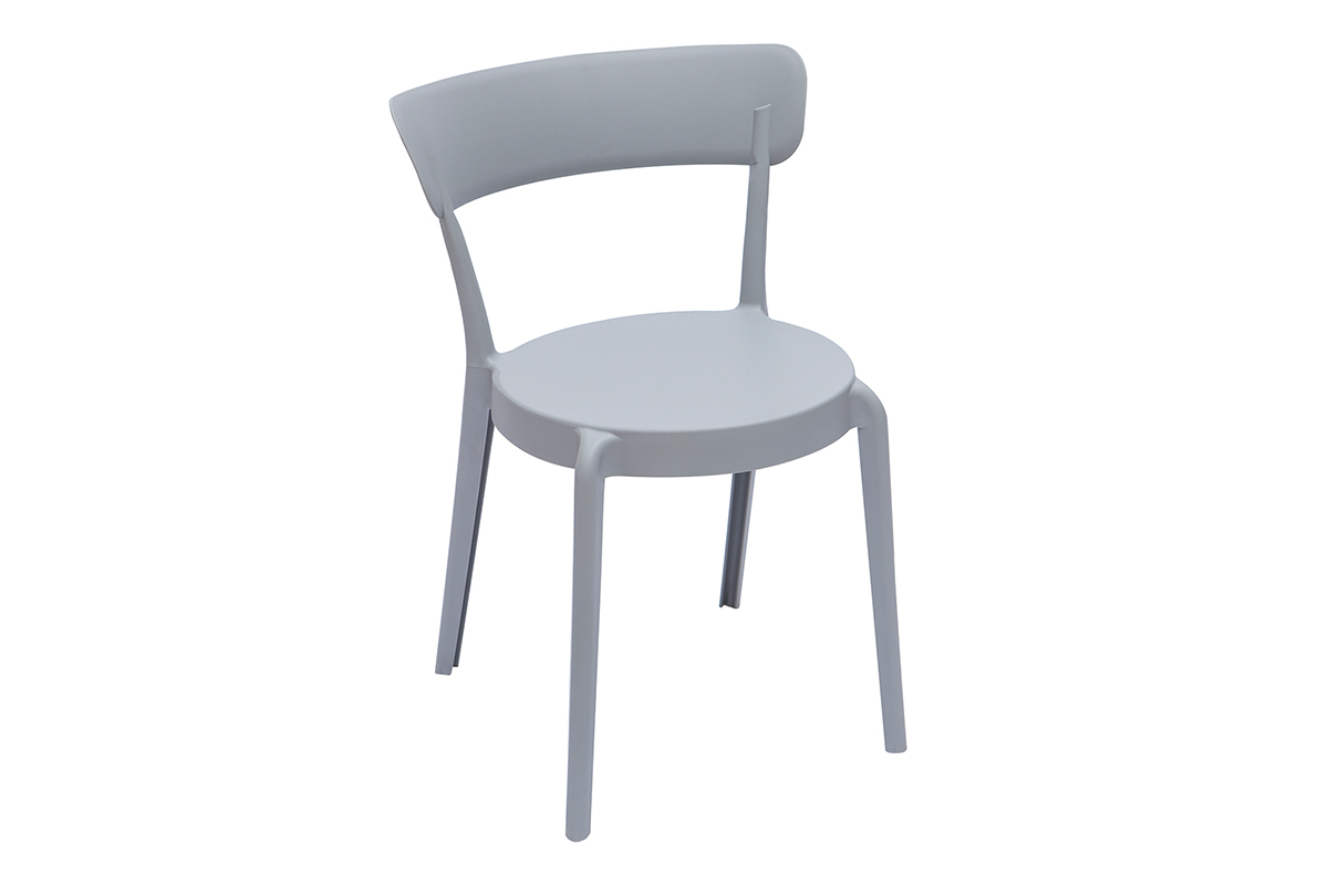 Set de 2sillas apilables de plstico gris para interior/exterior RIOS