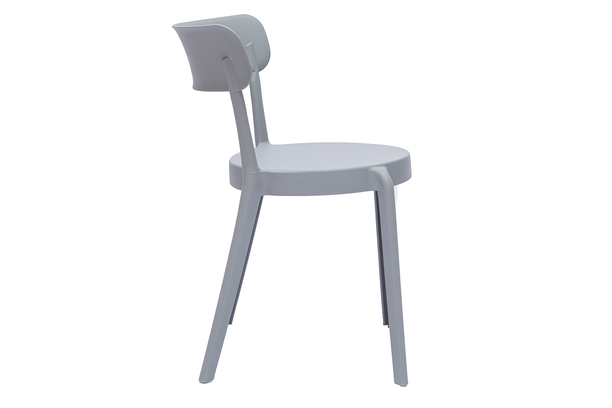 Set de 2sillas apilables de plstico gris para interior/exterior RIOS