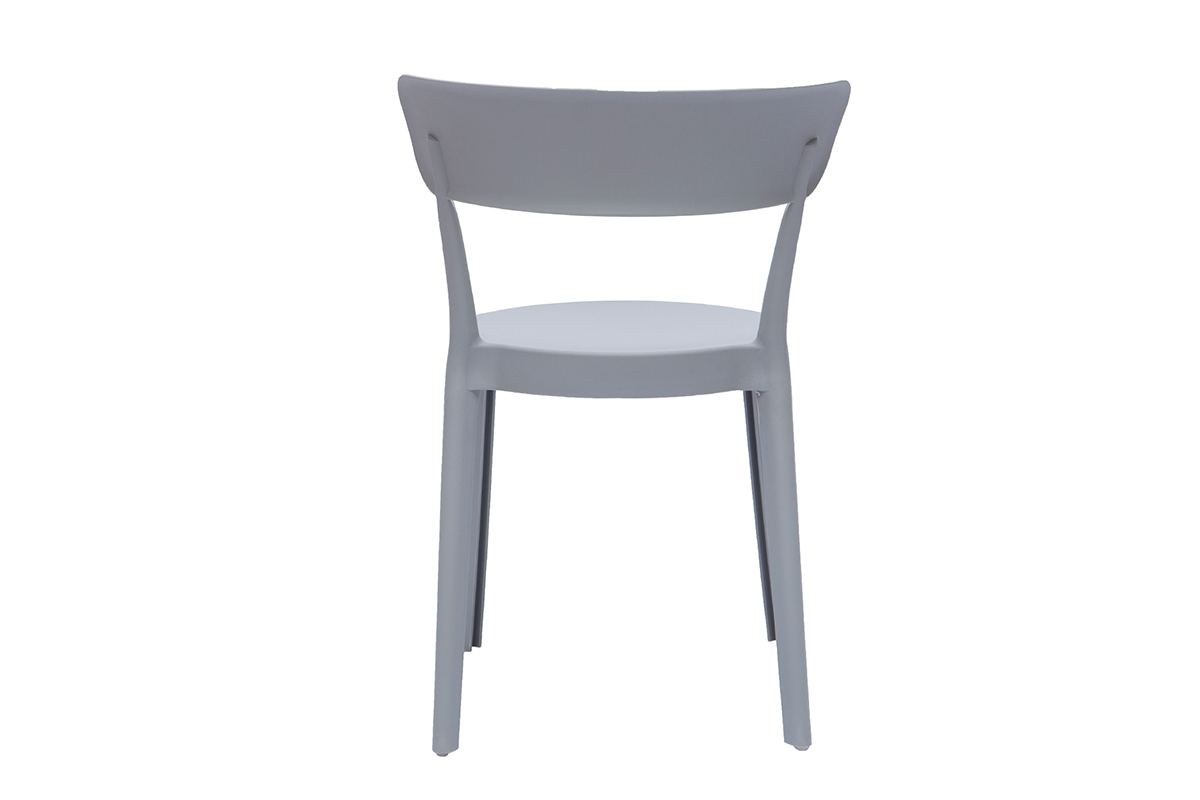 Set de 2sillas apilables de plstico gris para interior/exterior RIOS