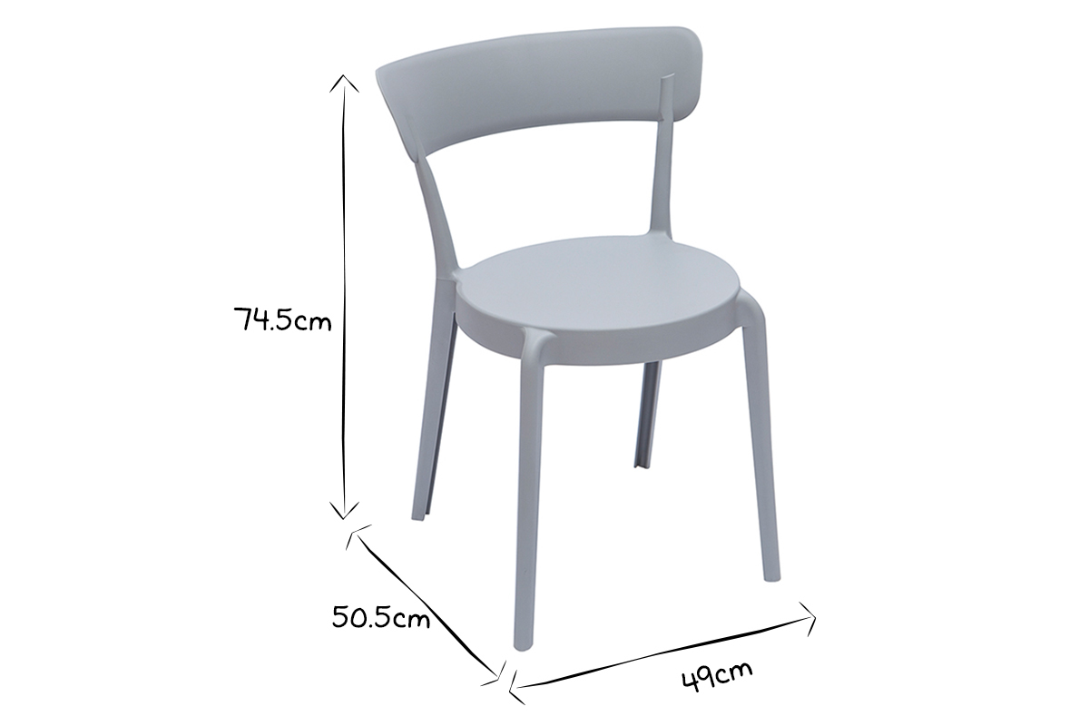 Set de 2sillas apilables de plstico gris para interior/exterior RIOS