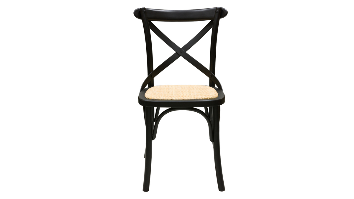 Set de 2 sillas bistrot de madera negra y ratn MARCEL