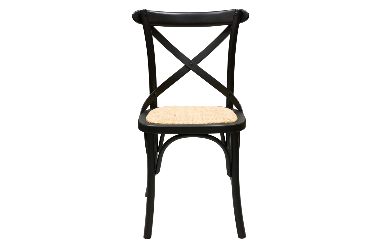 Set de 2 sillas bistrot de madera negra y ratn MARCEL