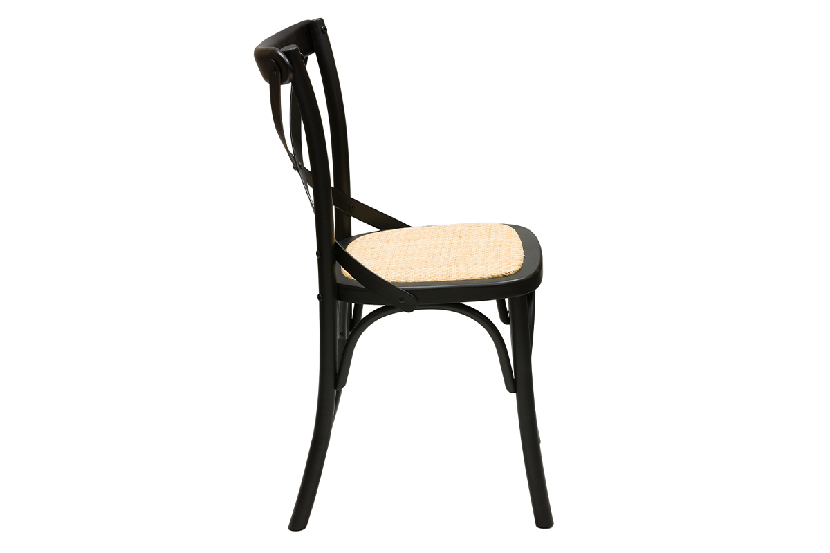 Set de 2 sillas bistrot de madera negra y ratn MARCEL