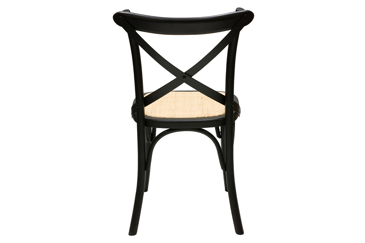 Set de 2 sillas bistrot de madera negra y ratn MARCEL