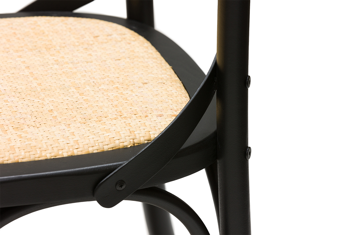Set de 2 sillas bistrot de madera negra y ratn MARCEL