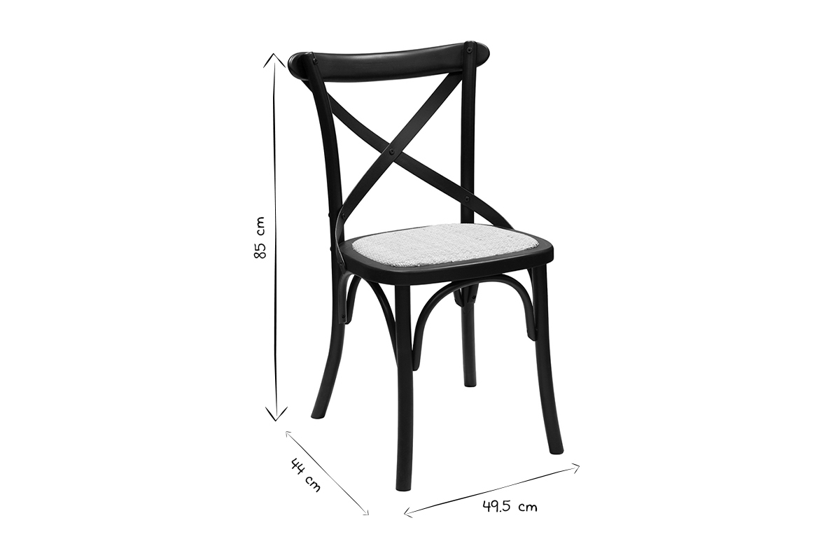 Set de 2 sillas bistrot de madera negra y ratn MARCEL