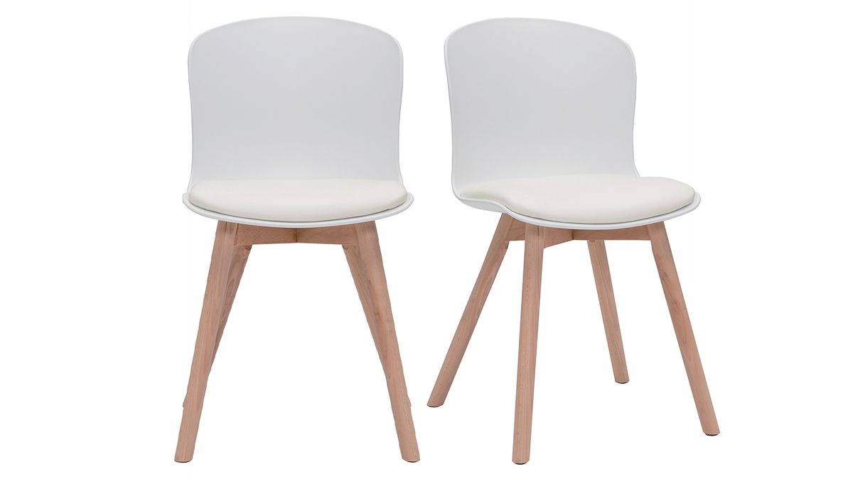 Set de 2 sillas blancas y de madera clara ARISTA - Miliboo