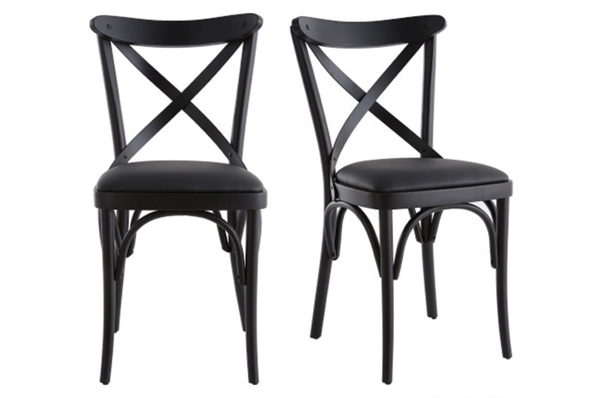 Set de 2 sillas de bistrot de madera negra MARCEL
