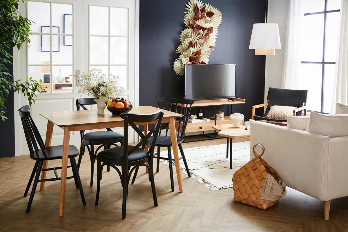 Set de 2 sillas de bistrot de madera negra MARCEL