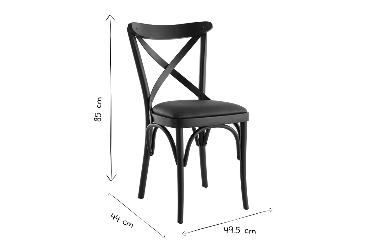 Set de 2 sillas de bistrot de madera negra MARCEL