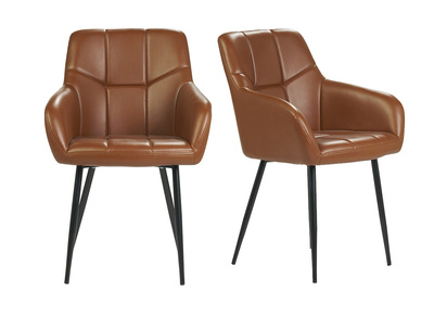 Set de 2 sillas de diseño acolchadas de poliuretano marrón y metal negro MONTERO