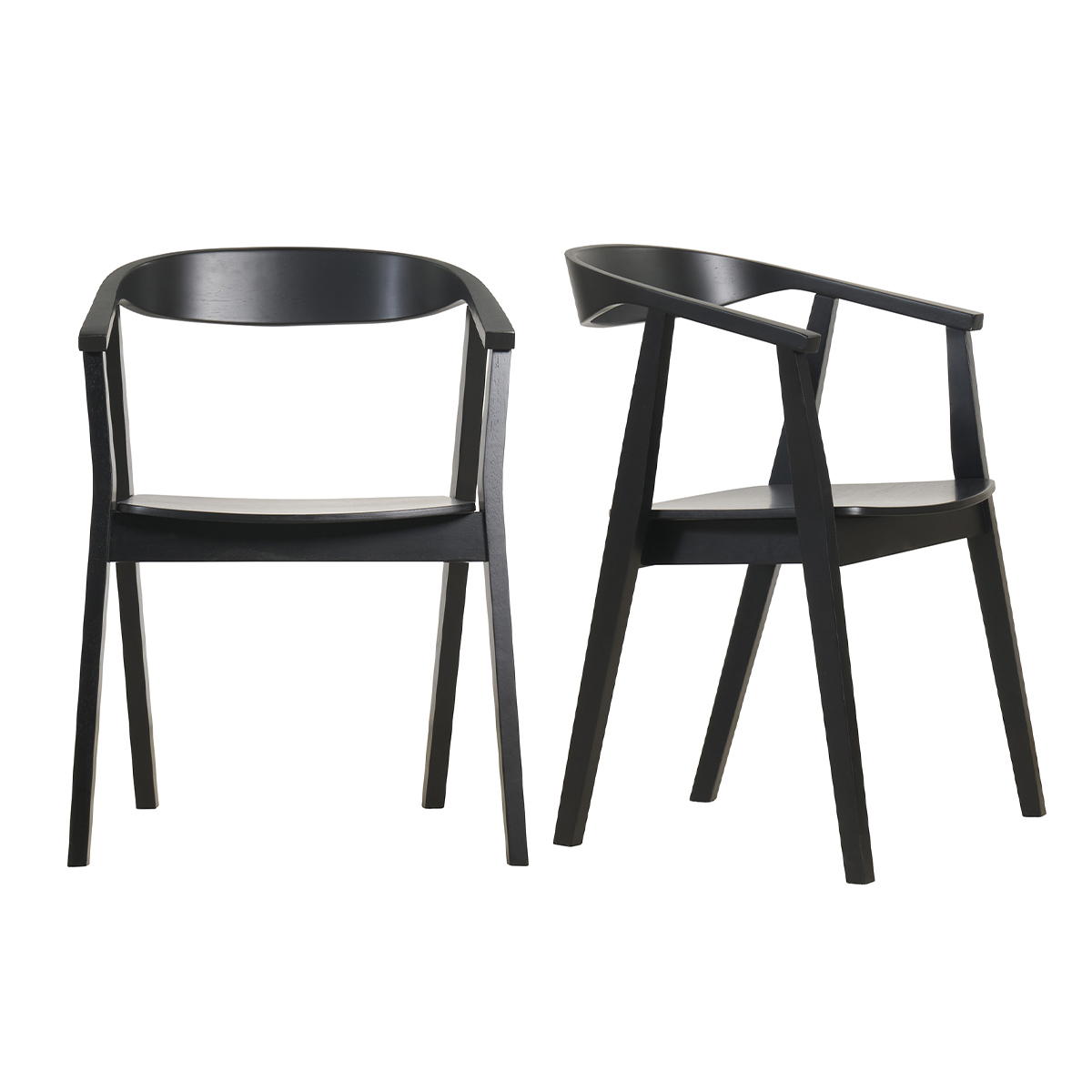 Set de 2 sillas de diseño de madera negra BAHIA