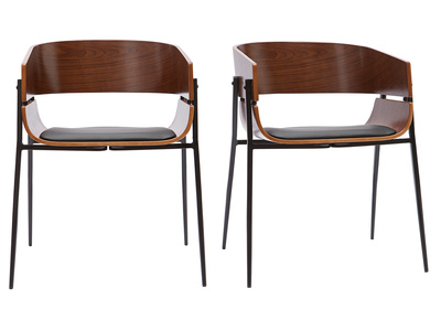 Set de 2 sillas de diseño de madera oscura y metal negro WESS
