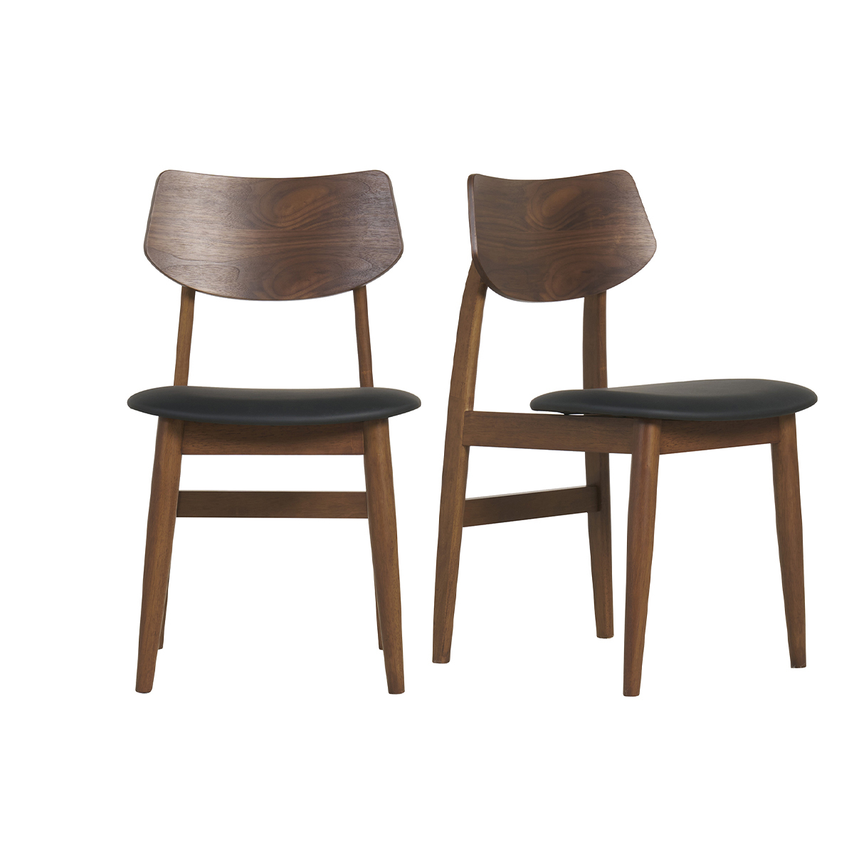 Set de 2 sillas de diseño de madera oscura y negro ELION