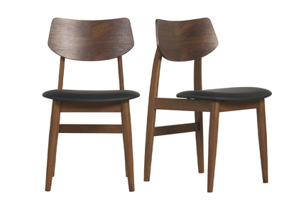 Set de 2 sillas de diseño de madera oscura y negro ELION