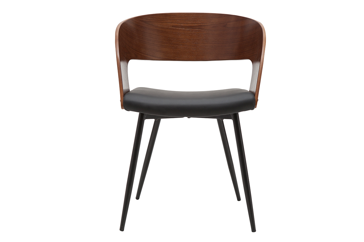 Set de 2 sillas de diseo de nogal oscuro con asiento y metal negro RIFF