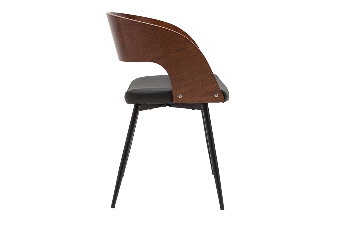 Set de 2 sillas de diseo de nogal oscuro con asiento y metal negro RIFF
