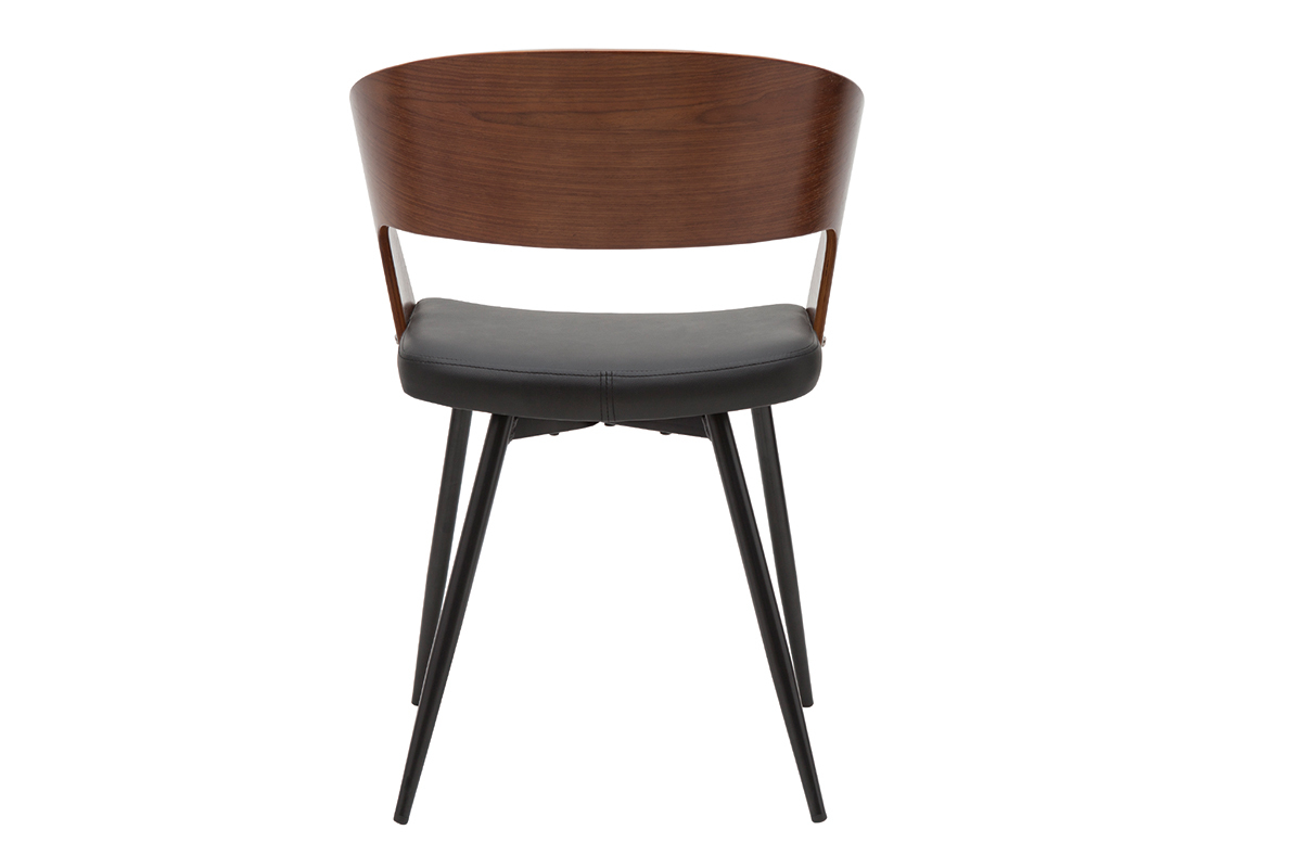 Set de 2 sillas de diseo de nogal oscuro con asiento y metal negro RIFF