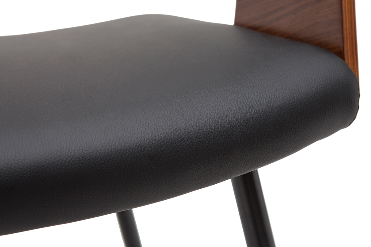 Set de 2 sillas de diseo de nogal oscuro con asiento y metal negro RIFF