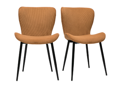 Set de 2 sillas de diseño de pana amarillo curry y metal negro ADDICT