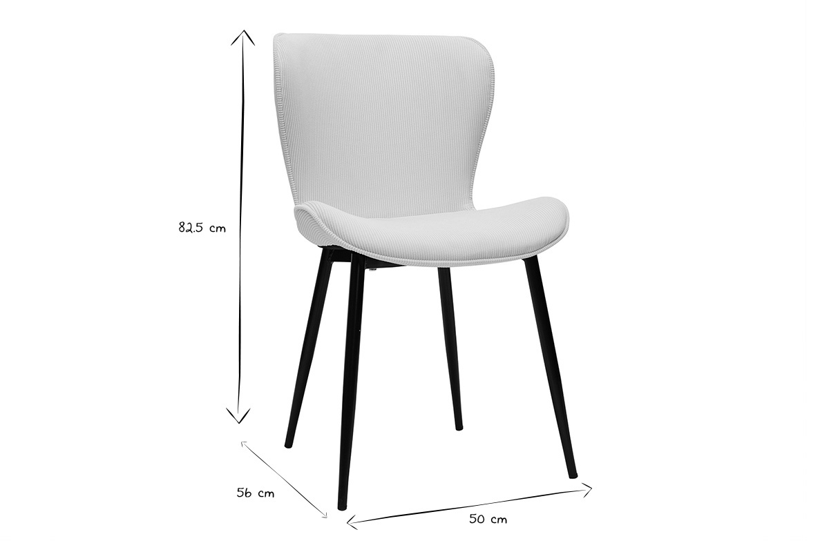 Set de 2sillas de diseo de pana beige y metal negro ADDICT