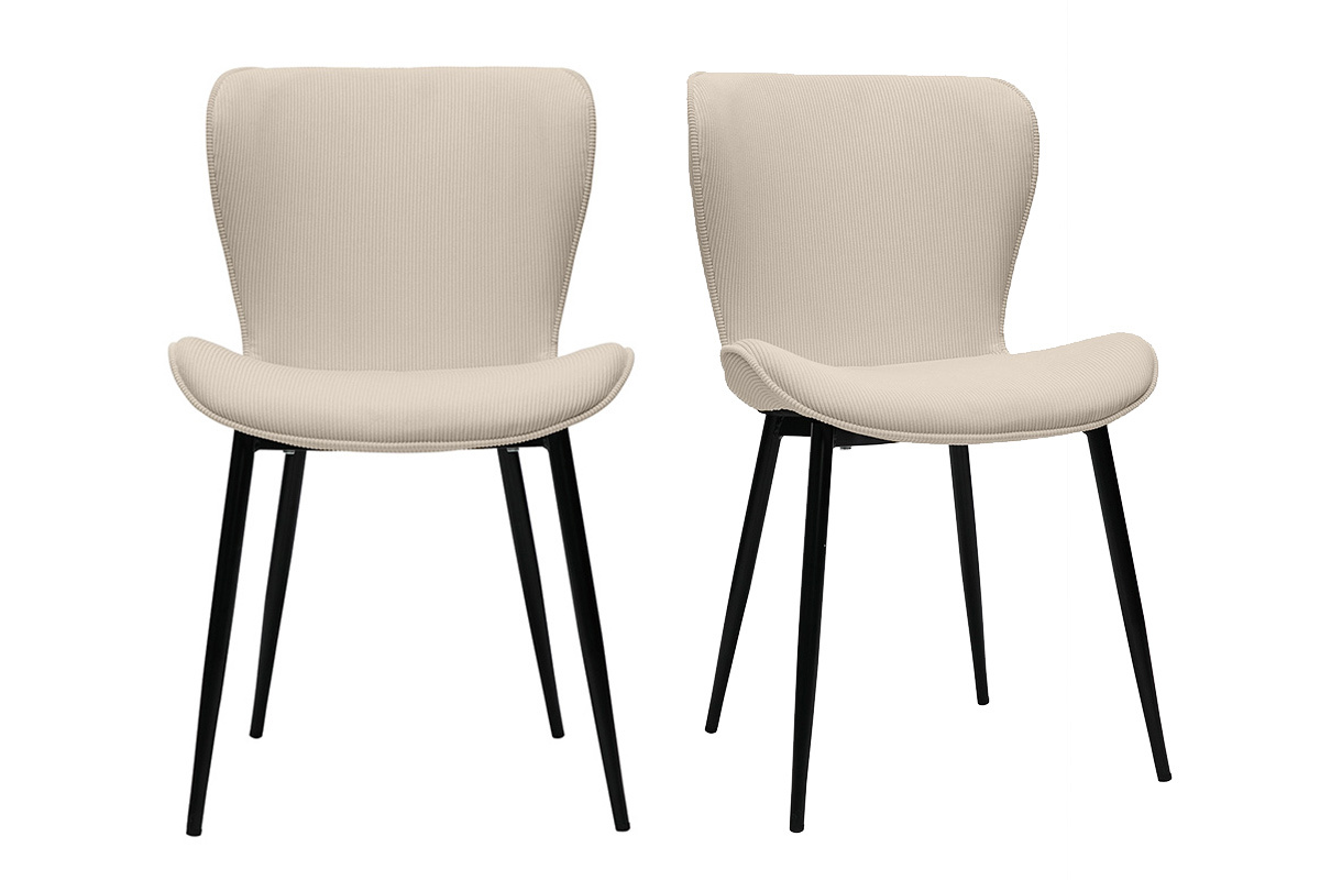 Set de 2sillas de diseo de pana beige y metal negro ADDICT
