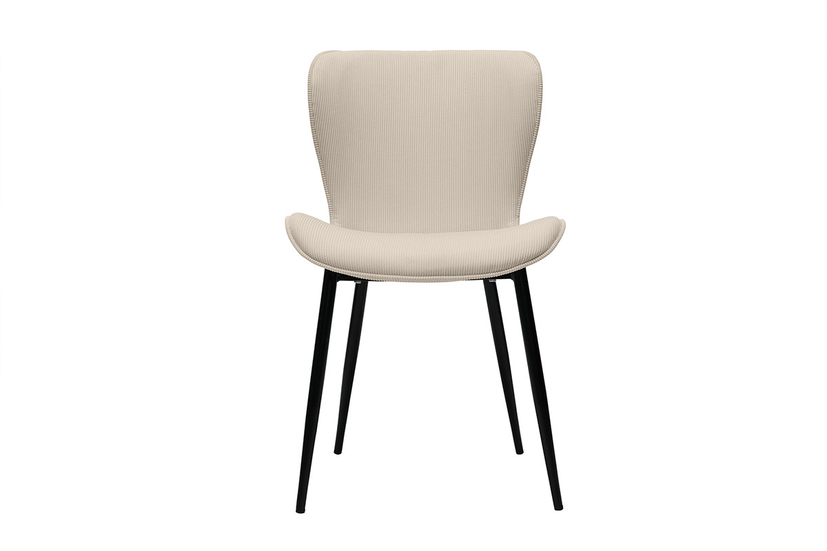 Set de 2sillas de diseo de pana beige y metal negro ADDICT