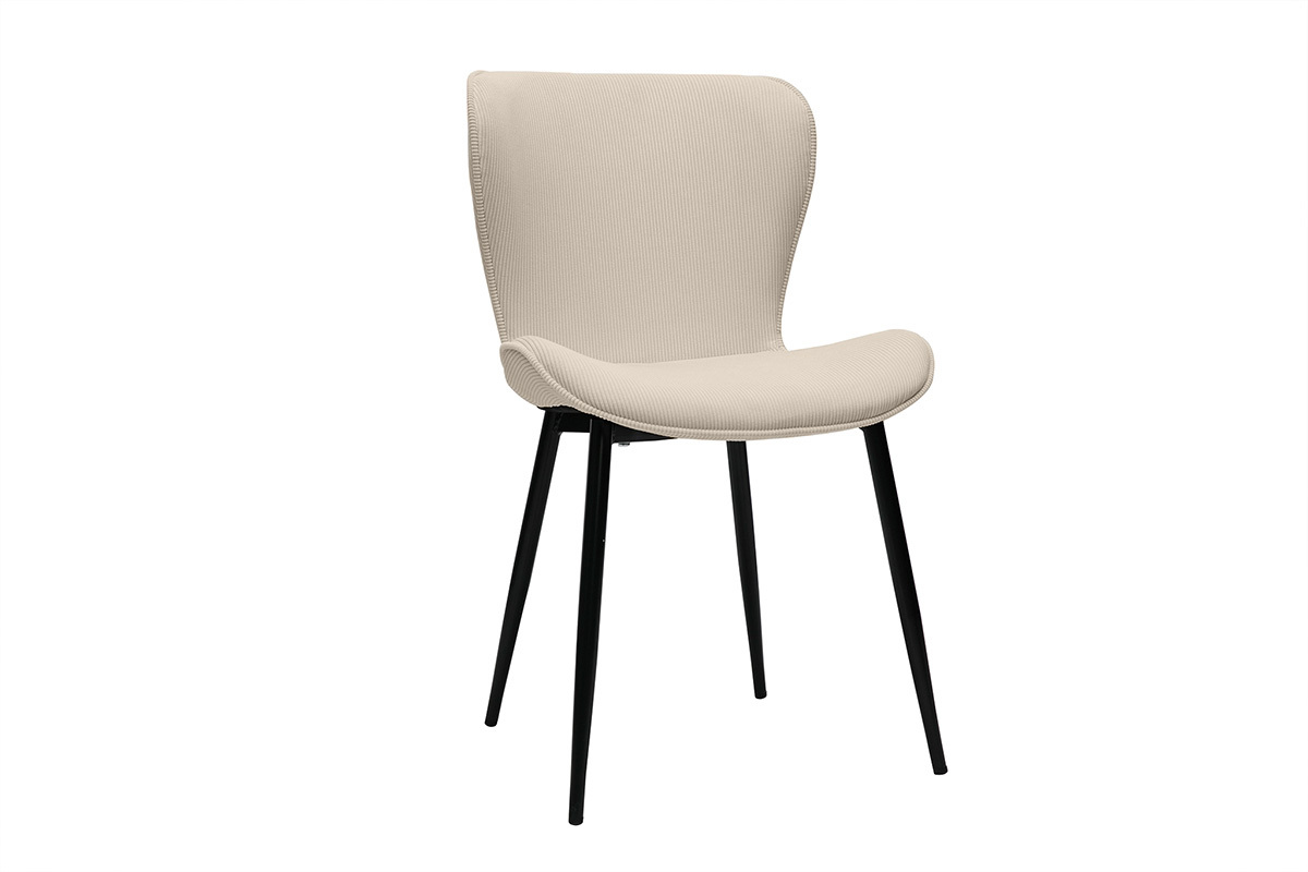 Set de 2sillas de diseo de pana beige y metal negro ADDICT
