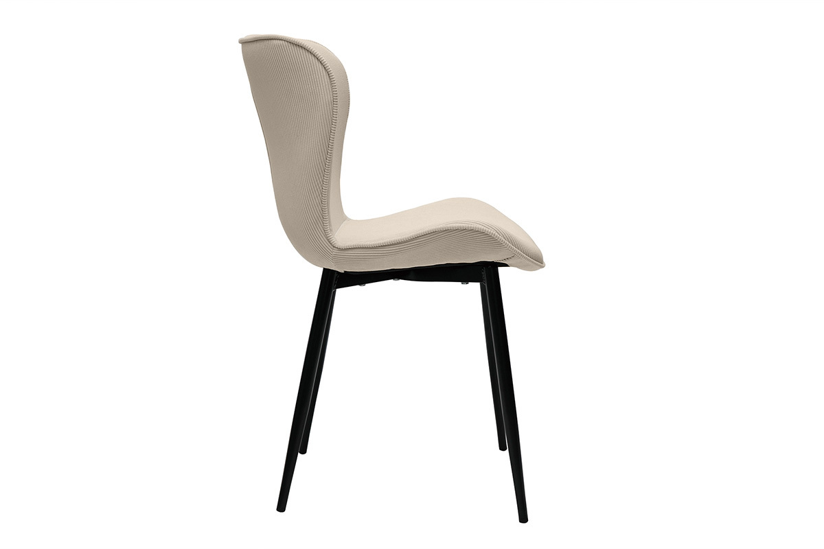 Set de 2sillas de diseo de pana beige y metal negro ADDICT