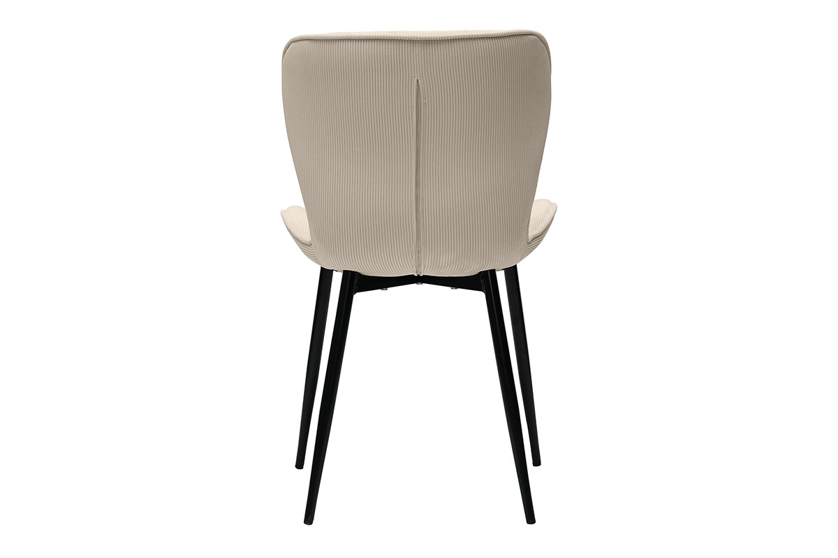 Set de 2sillas de diseo de pana beige y metal negro ADDICT