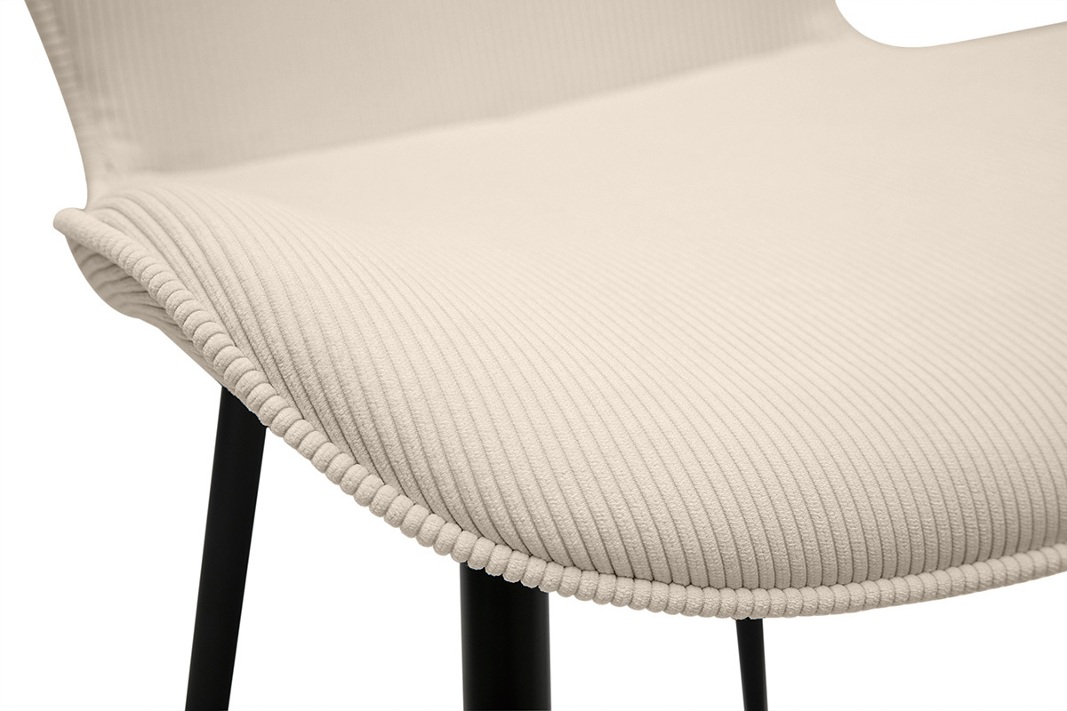 Set de 2sillas de diseo de pana beige y metal negro ADDICT