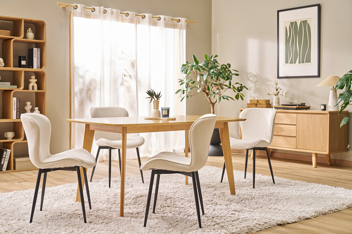 Set de 2sillas de diseo de pana beige y metal negro ADDICT