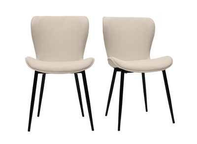 Set de 2 sillas de diseño de pana beige y metal negro ADDICT