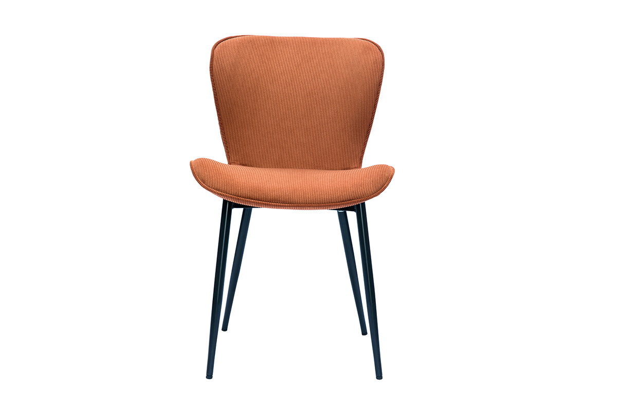 Set de 2 sillas de diseo de pana terracota y metal negro ADDICT