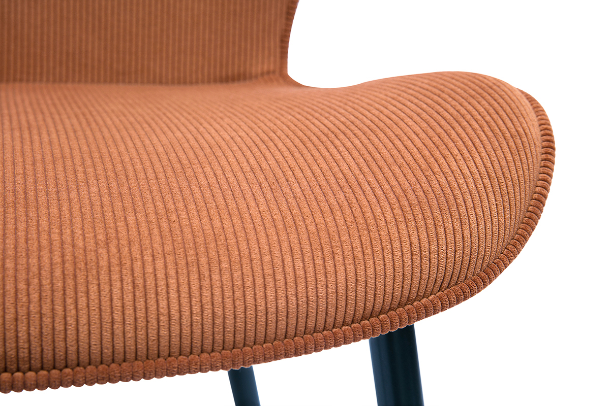 Set de 2 sillas de diseo de pana terracota y metal negro ADDICT