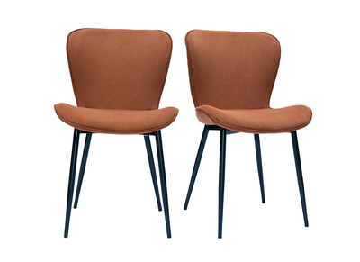 Set de 2 sillas de diseño de pana terracota y metal negro ADDICT
