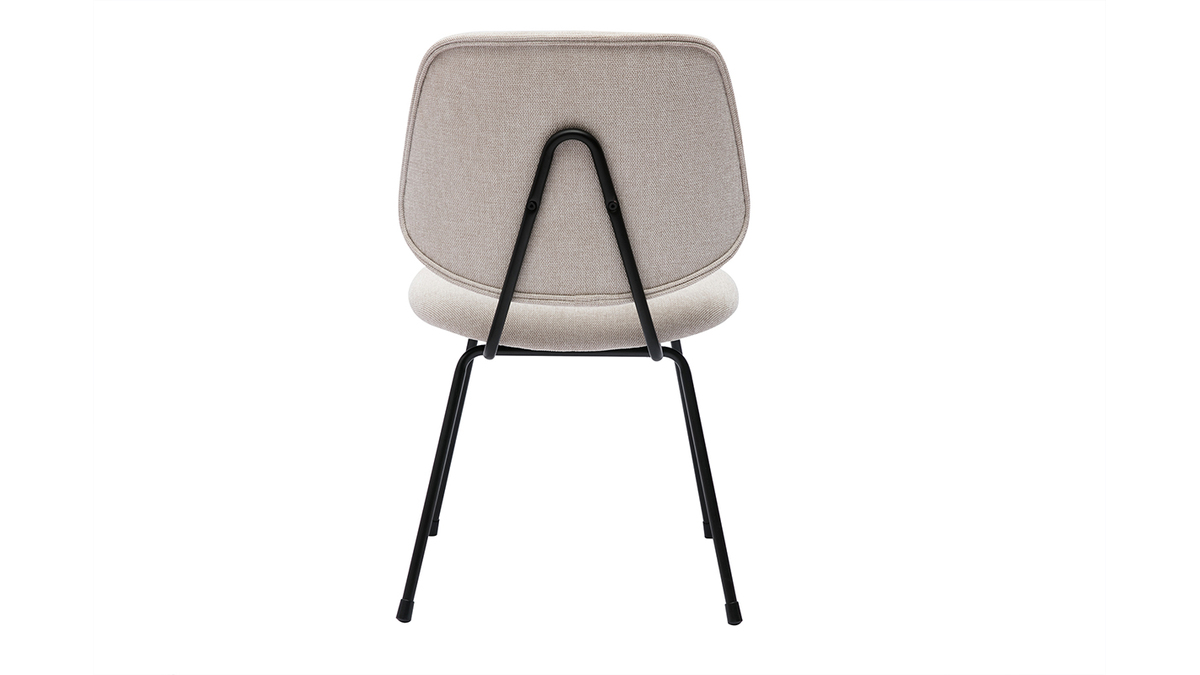 Set de 2 sillas de diseo de tejido efecto aterciopelado beige y metal negro BARNET