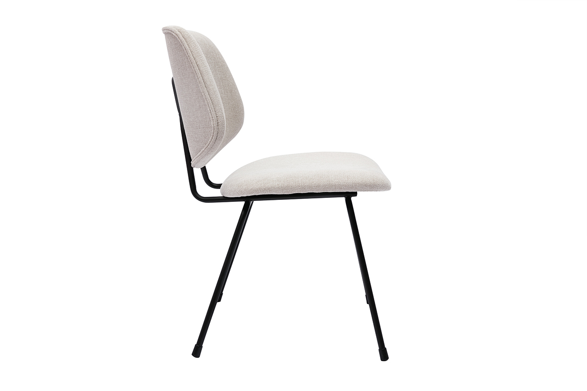 Set de 2 sillas de diseo de tejido efecto aterciopelado beige y metal negro BARNET