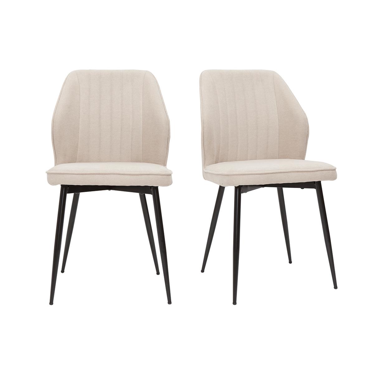 Set de 2 sillas de diseño de tejido efecto aterciopelado beige y metal negro FANETTE
