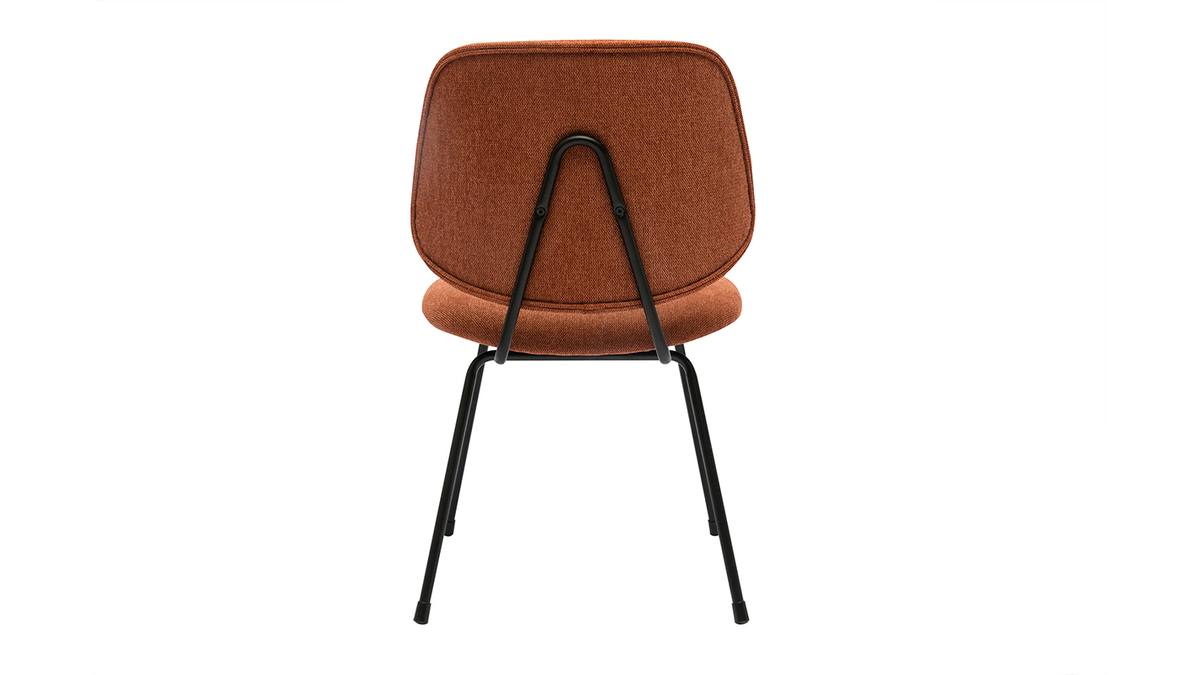 Set de 2 sillas de diseo de tejido efecto aterciopelado terracota y metal negro BARNET