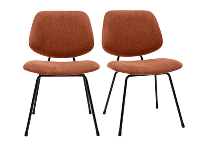 Set de 2 sillas de diseño de tejido efecto aterciopelado terracota y metal negro BARNET