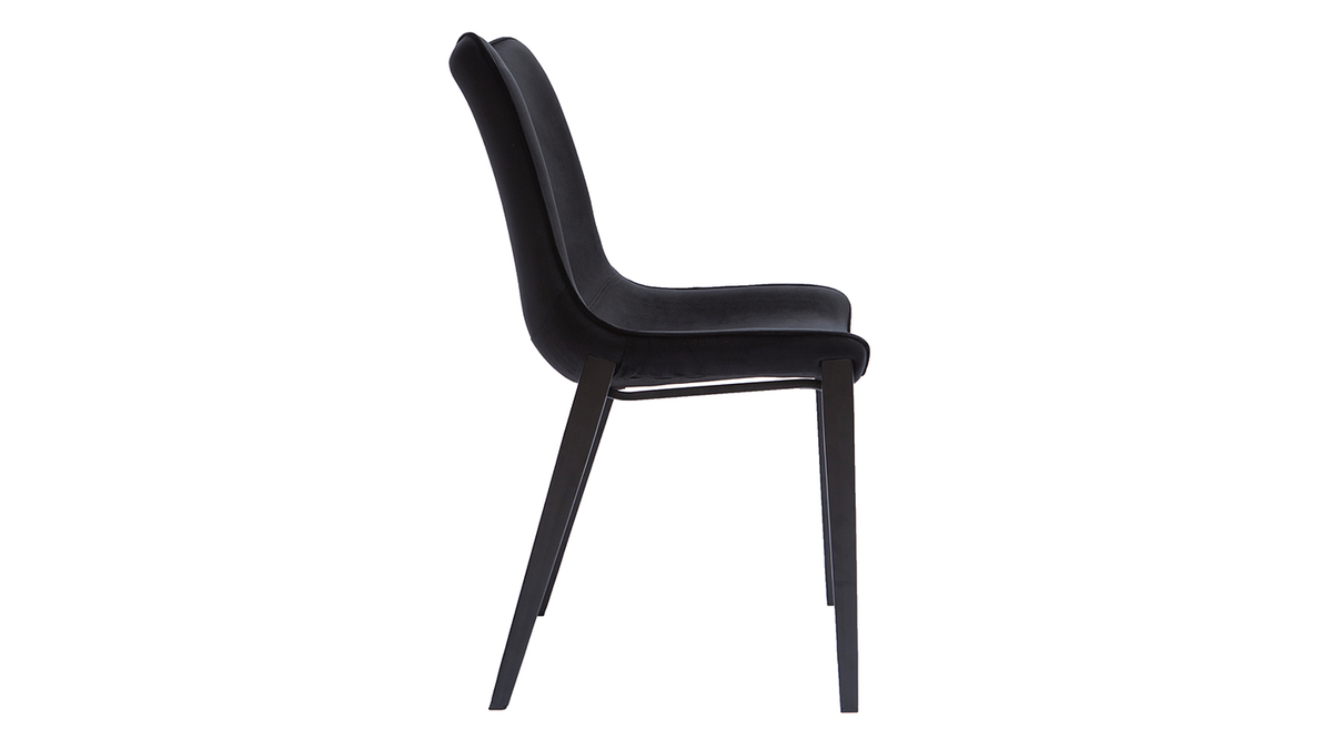 Set de 2 sillas de diseo de tela aterciopelada negra y metal BLAZE