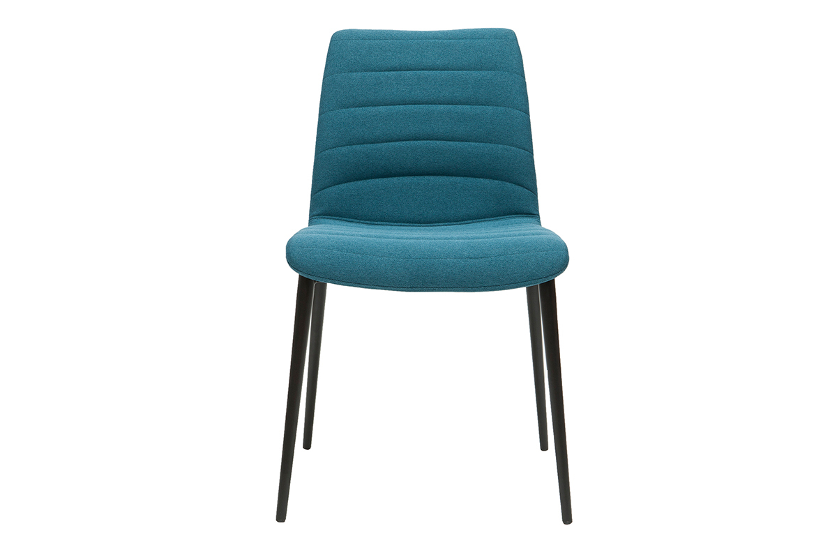 Set de 2sillas de diseo de tela azul petrleo y metal negro ZADIG