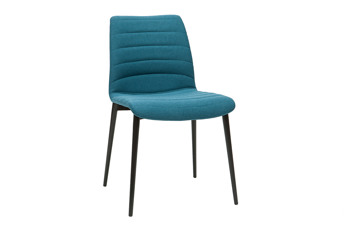 Set de 2sillas de diseo de tela azul petrleo y metal negro ZADIG