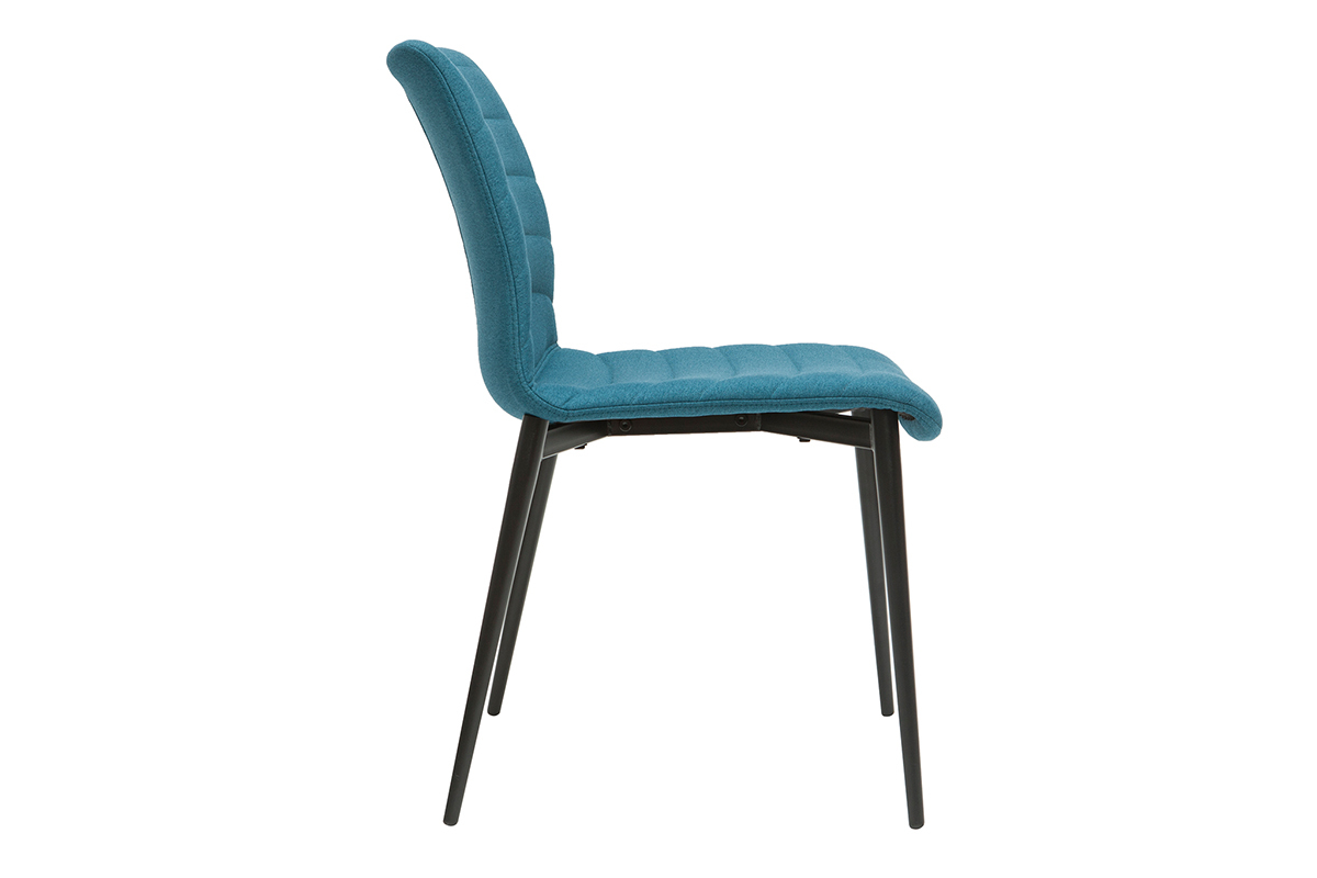 Set de 2sillas de diseo de tela azul petrleo y metal negro ZADIG