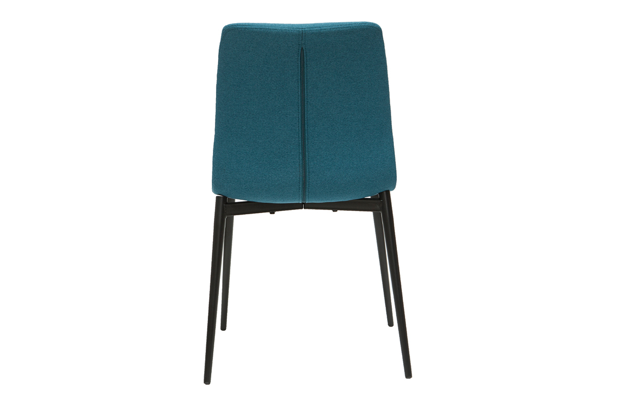 Set de 2sillas de diseo de tela azul petrleo y metal negro ZADIG