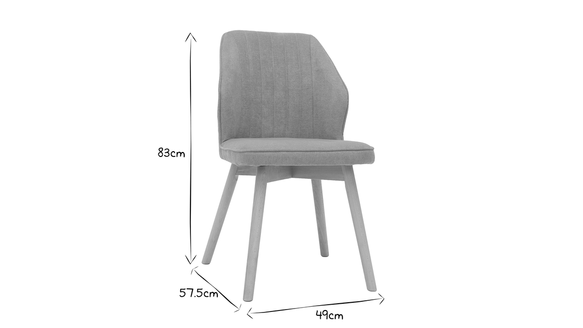 Set de 2 sillas de diseo de tela efecto aterciopelado amarillo mostaza con patas de madera clara maciza FANETTE